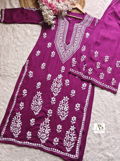 Aanya Chikankari Kurti Palazzo Set