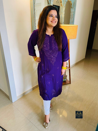 Chikankari & Mukaish handworked kurti
