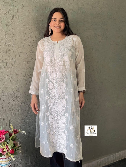 Alia Kota Doriya Mukaish Handworked Chikankari Kurti ✨