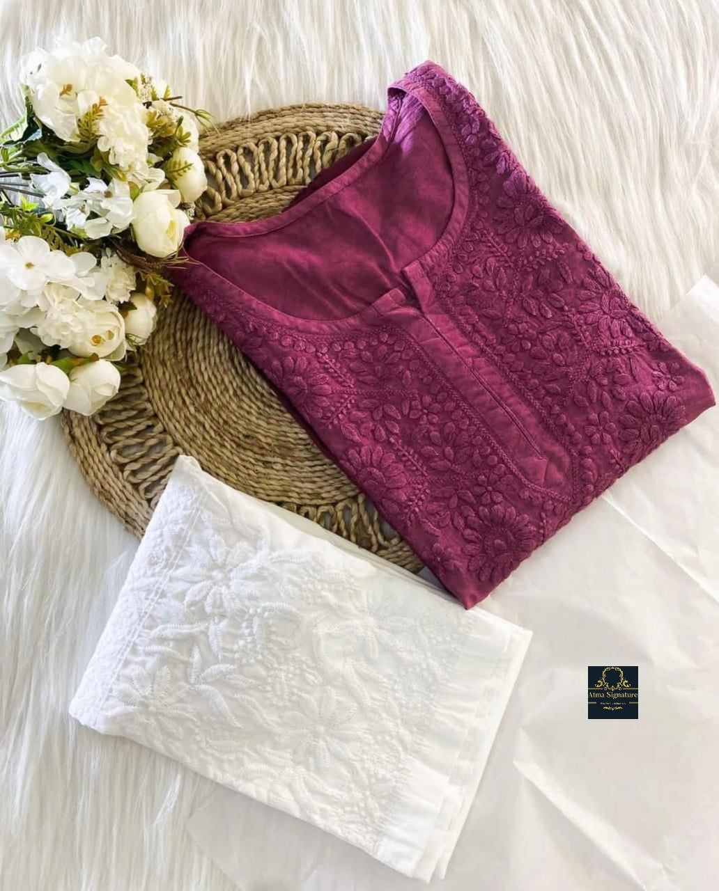 Soft chanderi silk chikankari kurti