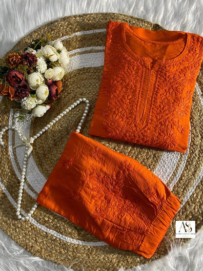 Aira Chikankari Kurti Afghani Pant Set