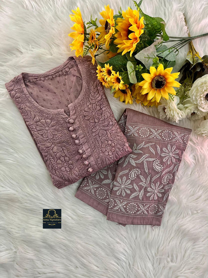 Soft dobby cotton kurti pant set