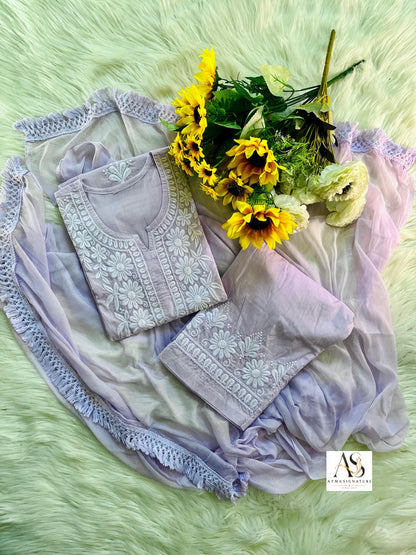 Zara soft cotton embroidered set