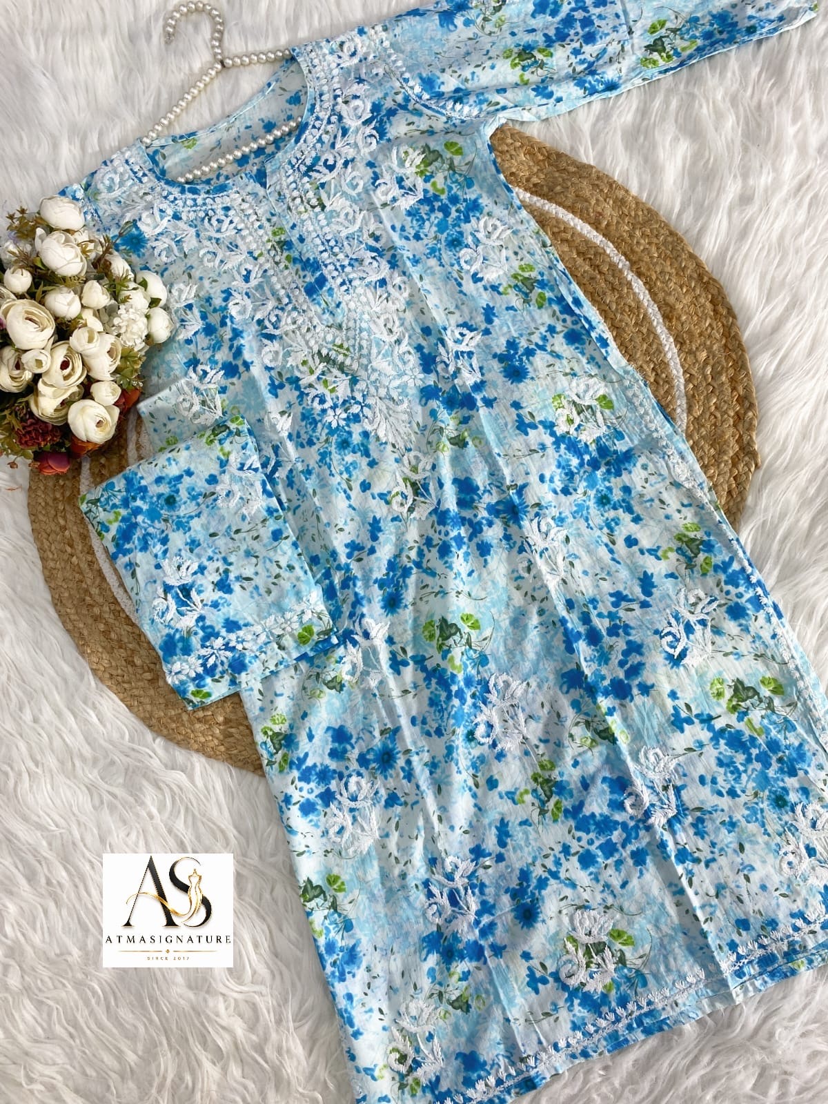 Radhika  Mal Cotton Chikankari Coord Set