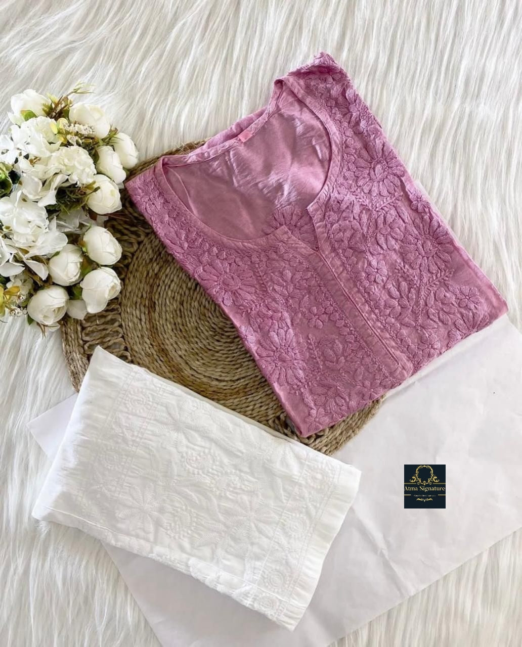Soft chanderi silk chikankari kurti