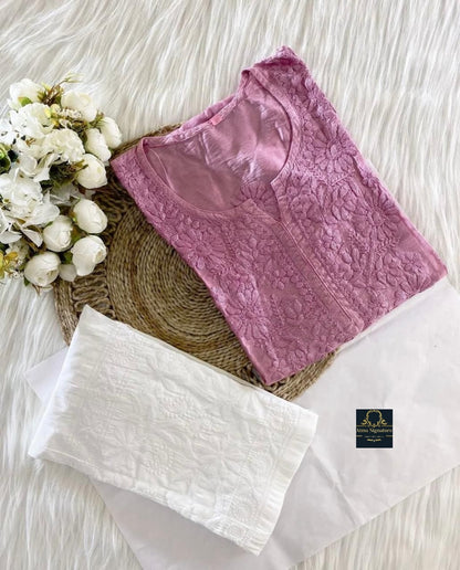 Soft chanderi silk chikankari kurti