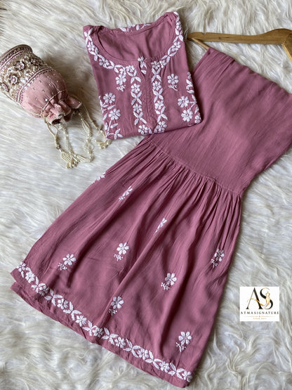 Hoor Chikankari kurti Gharara set