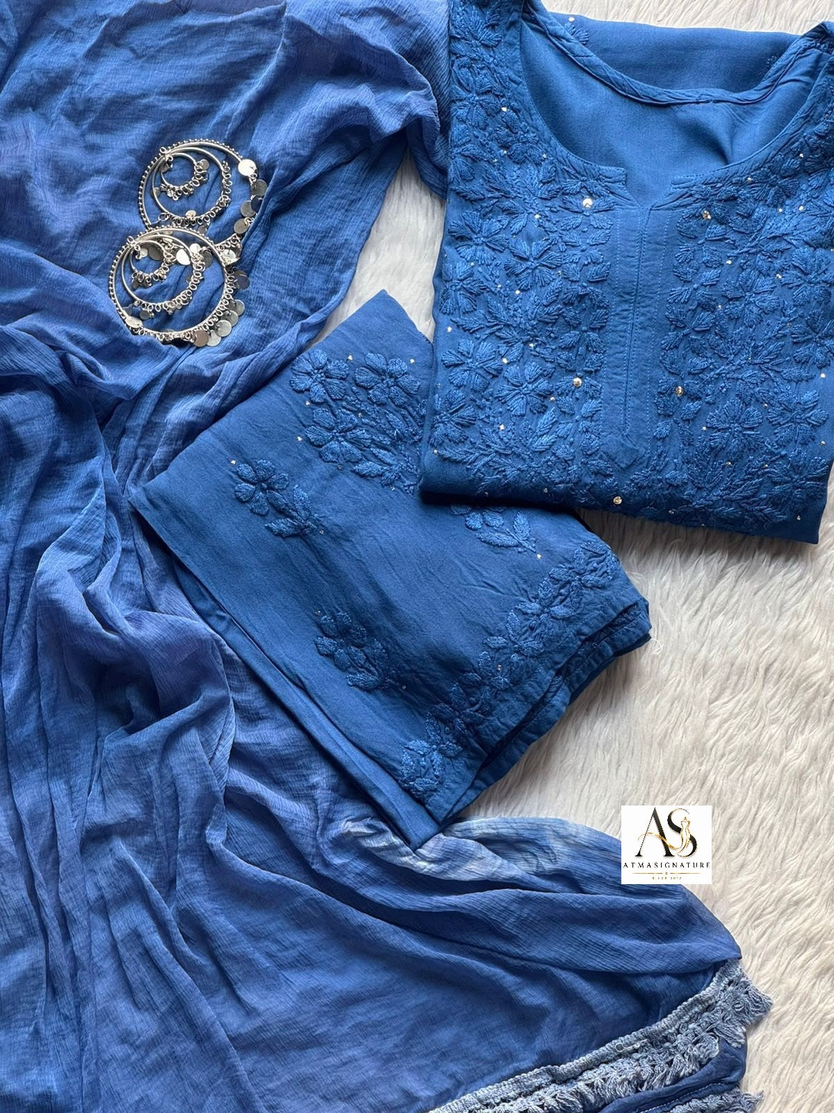 Norah Chikankari & Mukaish Suit Set