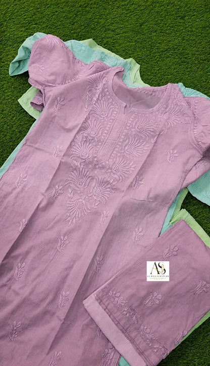 Alaya Ombre Pastel Chikankari Kurti Palazzo Set