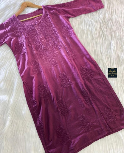 Soft chanderi silk chikankari kurti