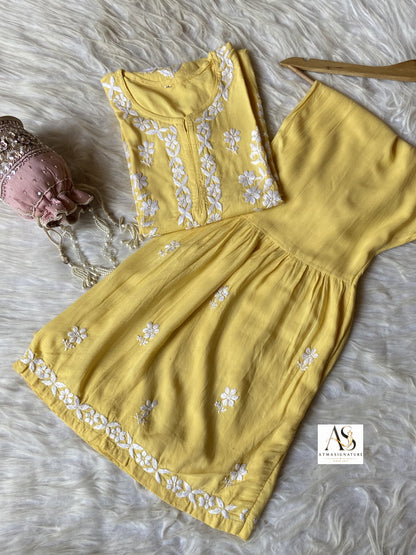 Hoor Chikankari kurti Gharara set