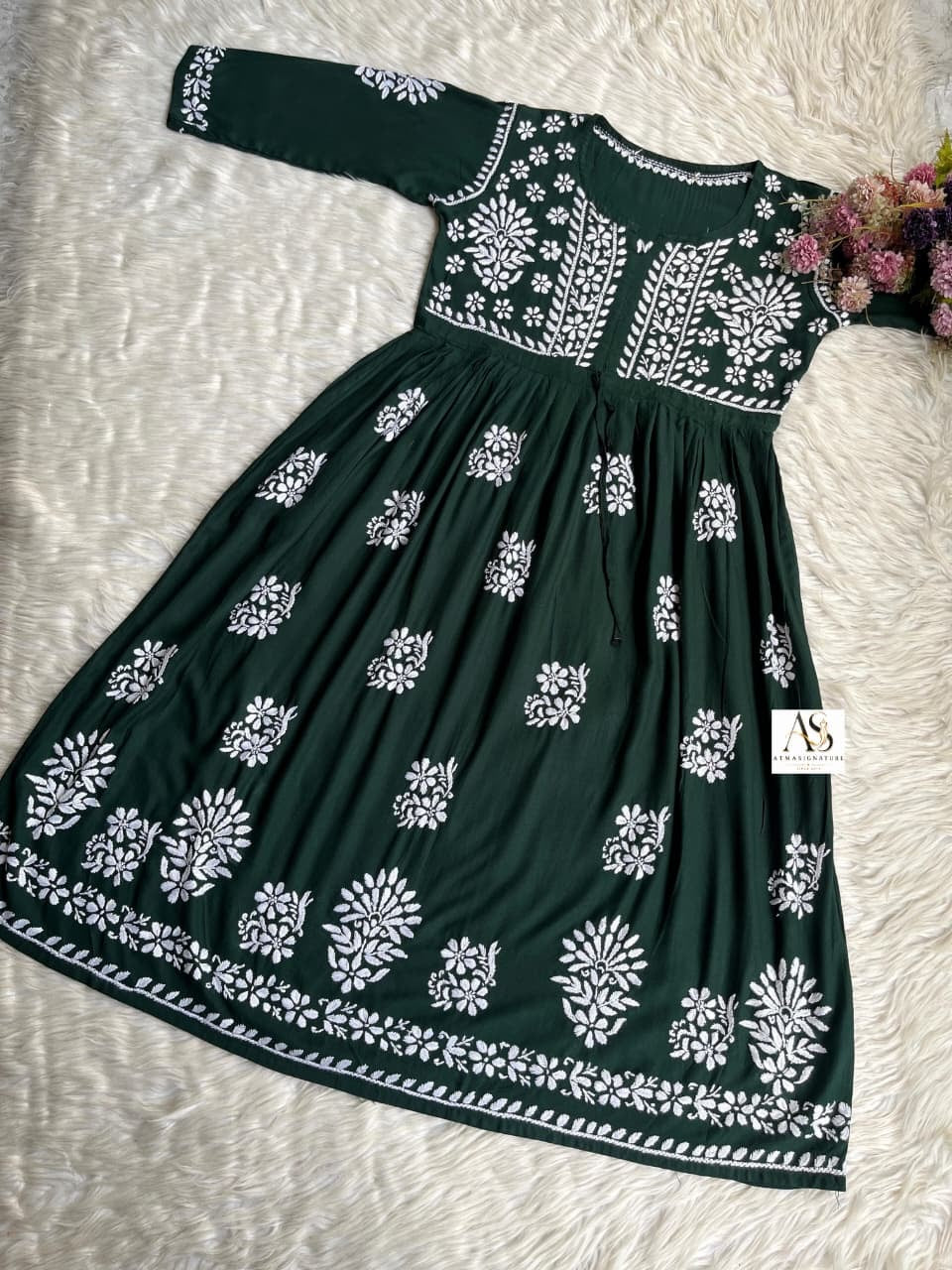 Chand Chikankari Gown with Dori