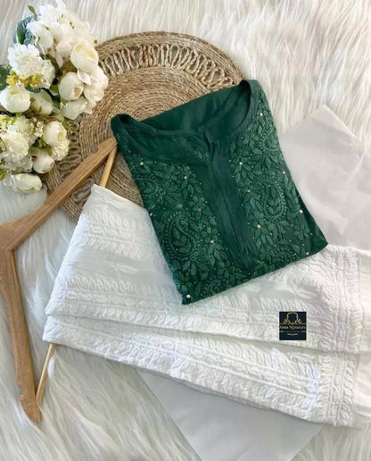 Chikankari & Mukaish handworked kurti