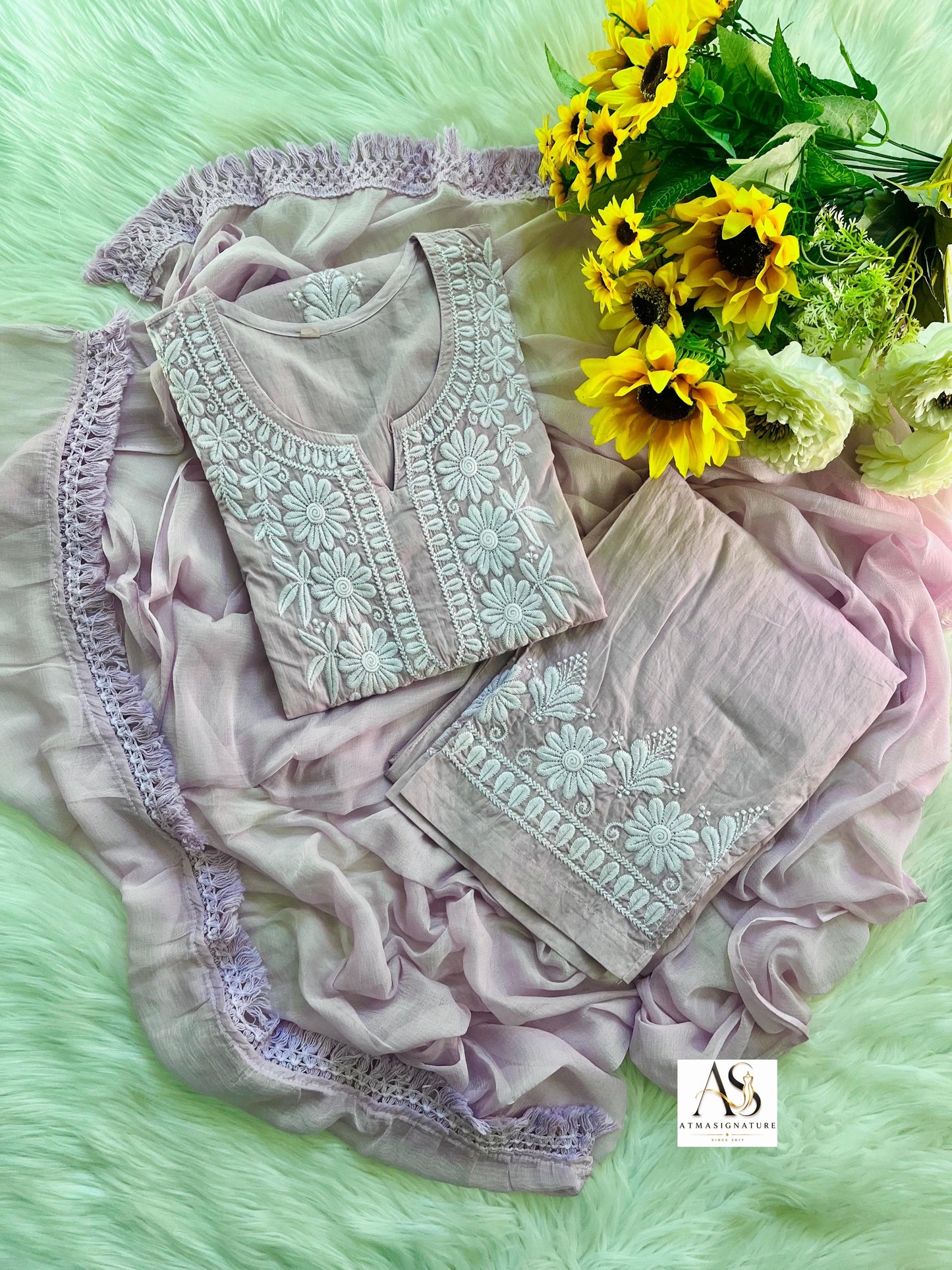 Zara soft cotton embroidered set