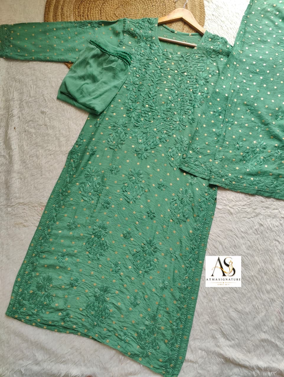 Nyra Chanderi Silk Chikankari & Zari Buta Suit Set