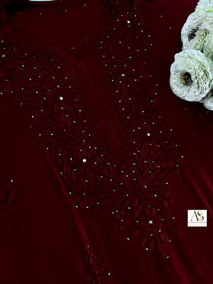 Deep Maroon Chikankari Suit Set❤️