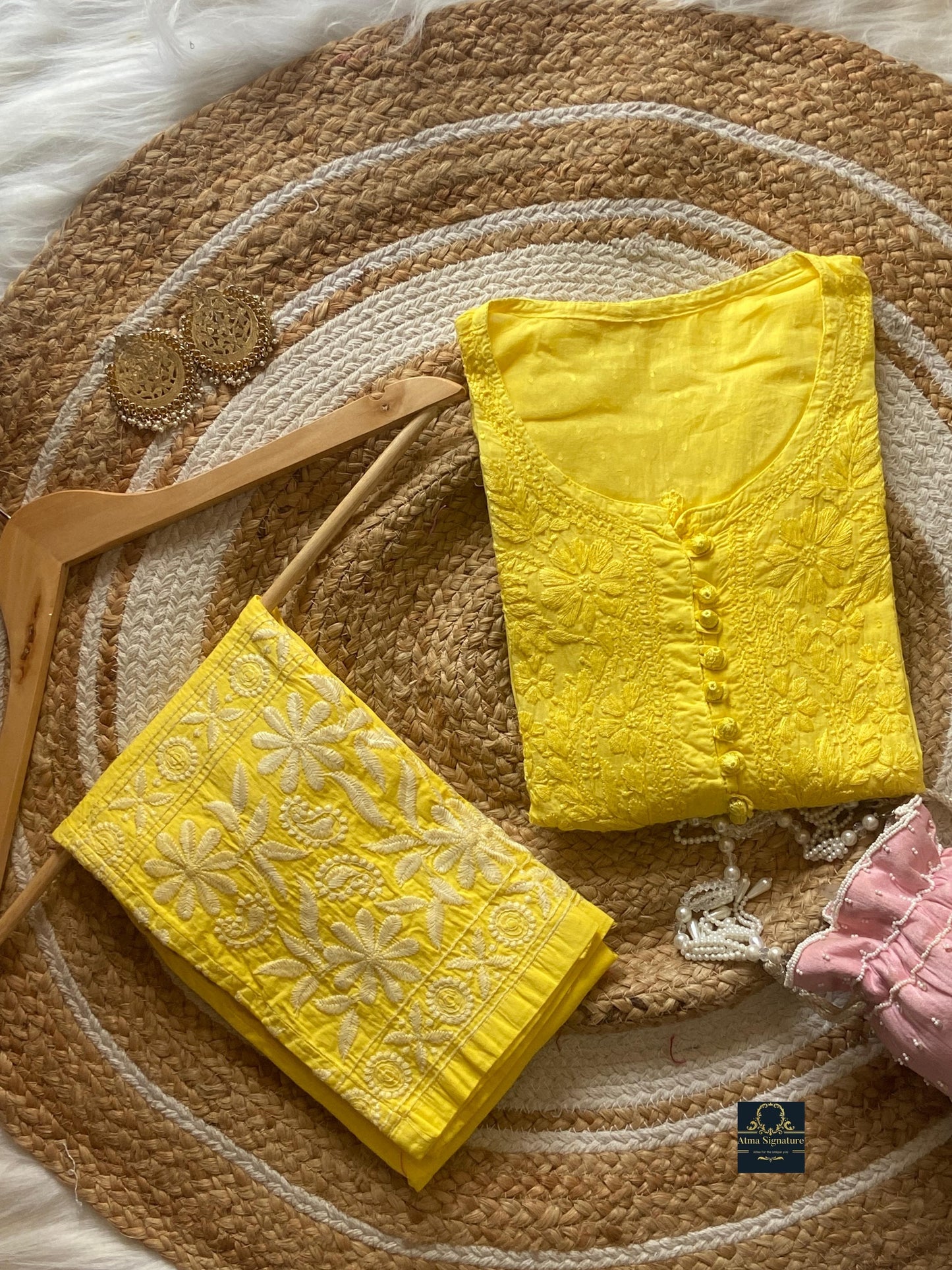 Soft dobby cotton kurti pant set