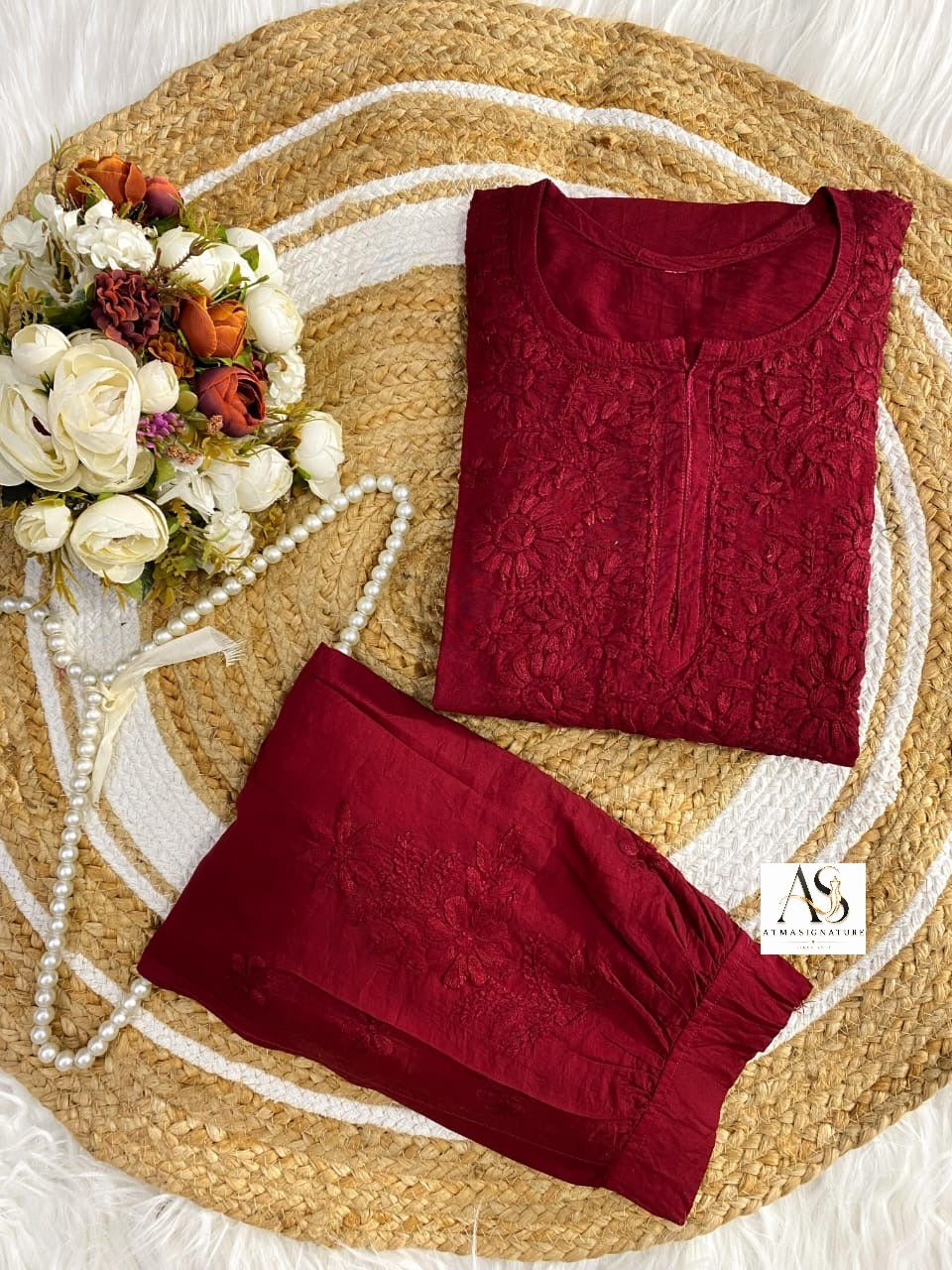 Aira Chikankari Kurti Afghani Pant Set