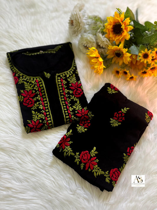 Soft rayon chikankari Kurti Palazzo set