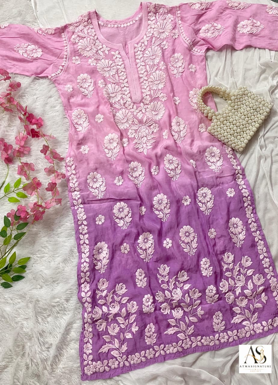 Premium muslin chikankari 3D kurti