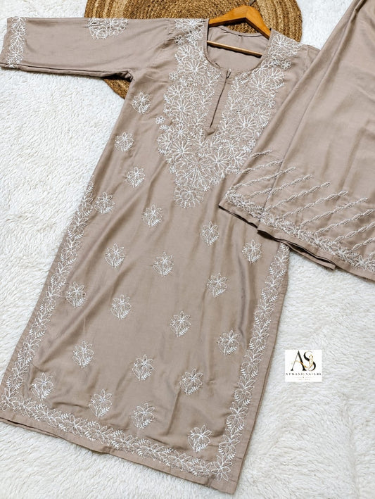 Swara Bhakiya Chikankari Coord Set