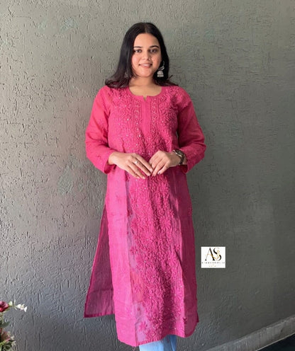 Alia Kota Doriya Mukaish Handworked Chikankari Kurti ✨