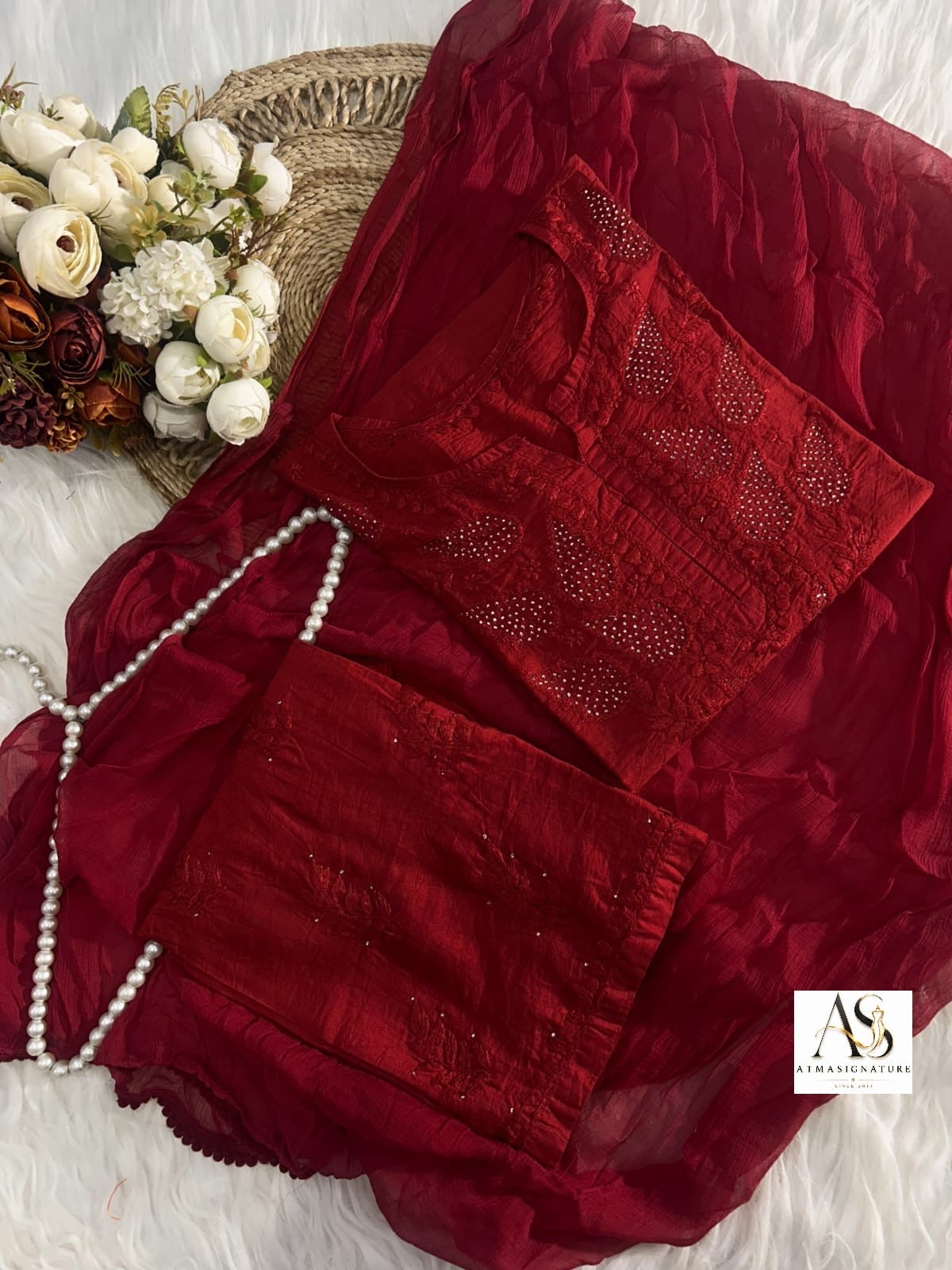 Surumi Chikankari Mukaish Suit Set