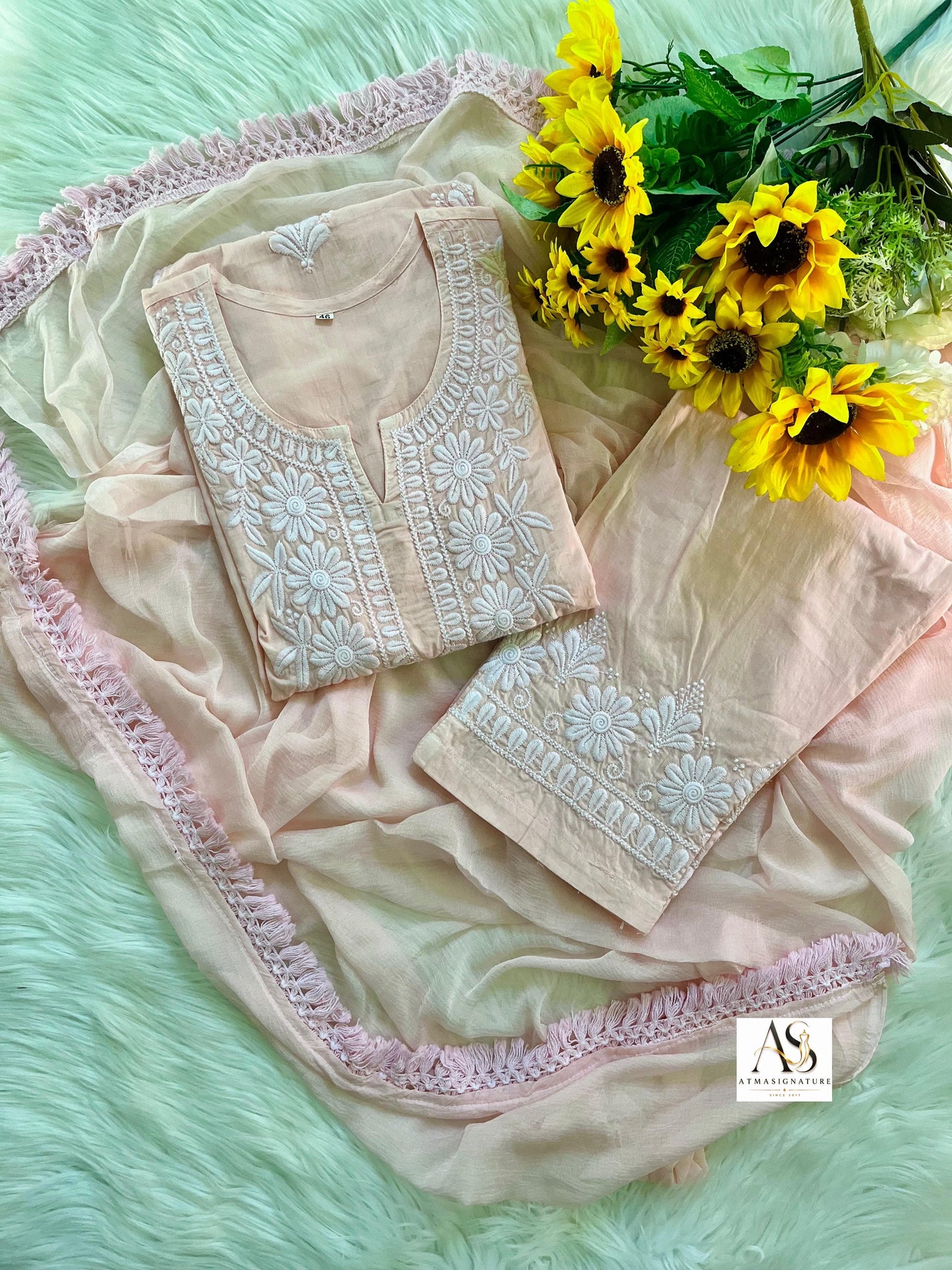 Zara soft cotton embroidered set