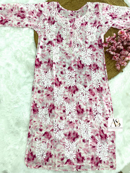 Soft Mal Cotton Chikankari Kurti