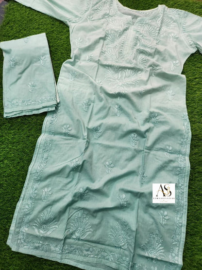 Alaya Ombre Pastel Chikankari Kurti Palazzo Set