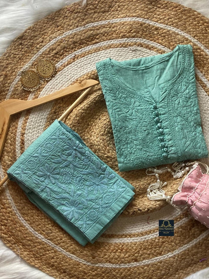 Soft dobby cotton kurti pant set