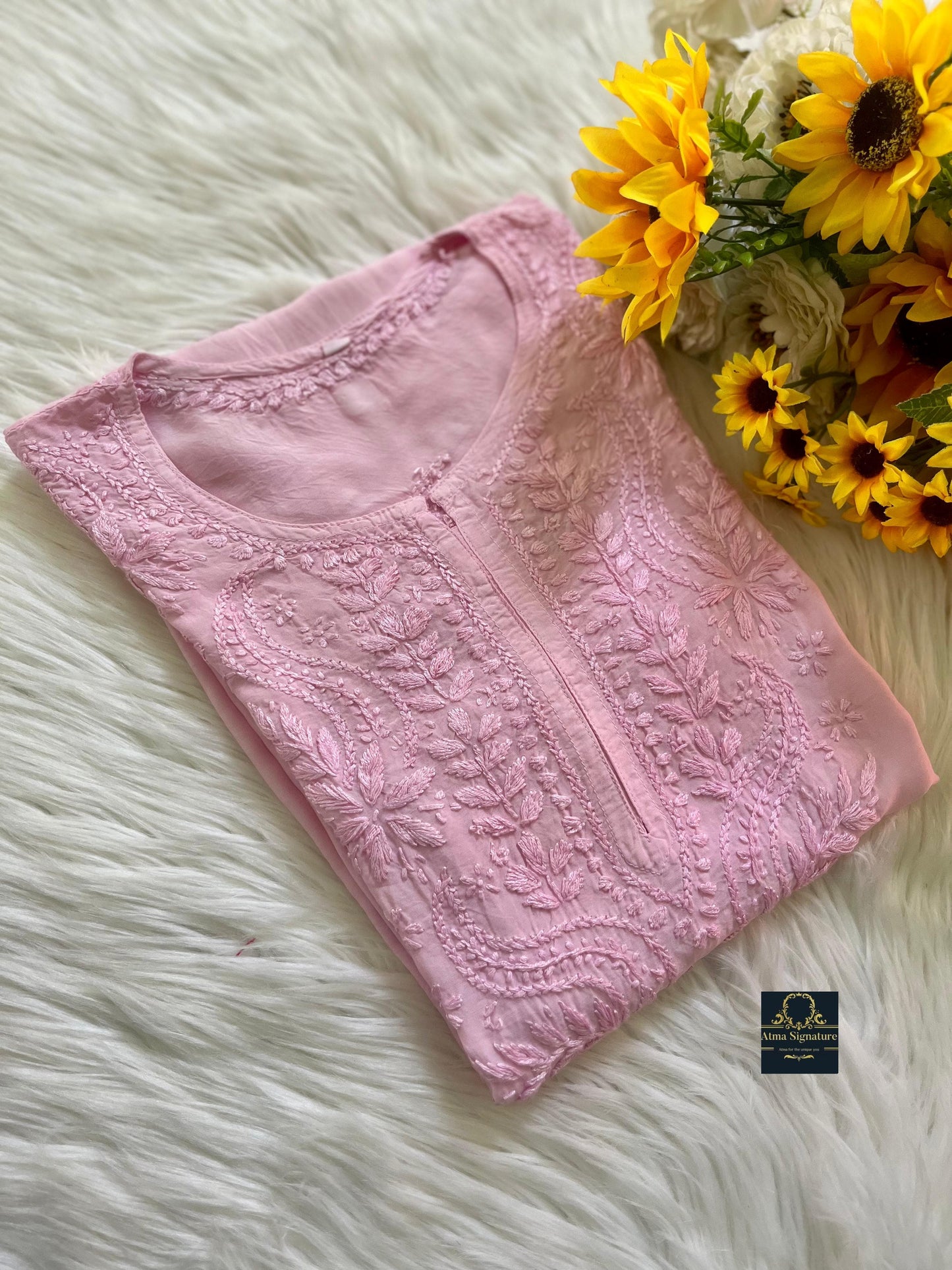 Timeless muslin silk chikankari kurti