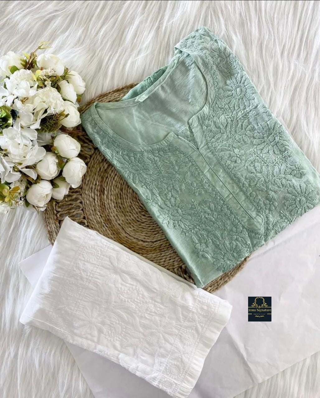 Soft chanderi silk chikankari kurti