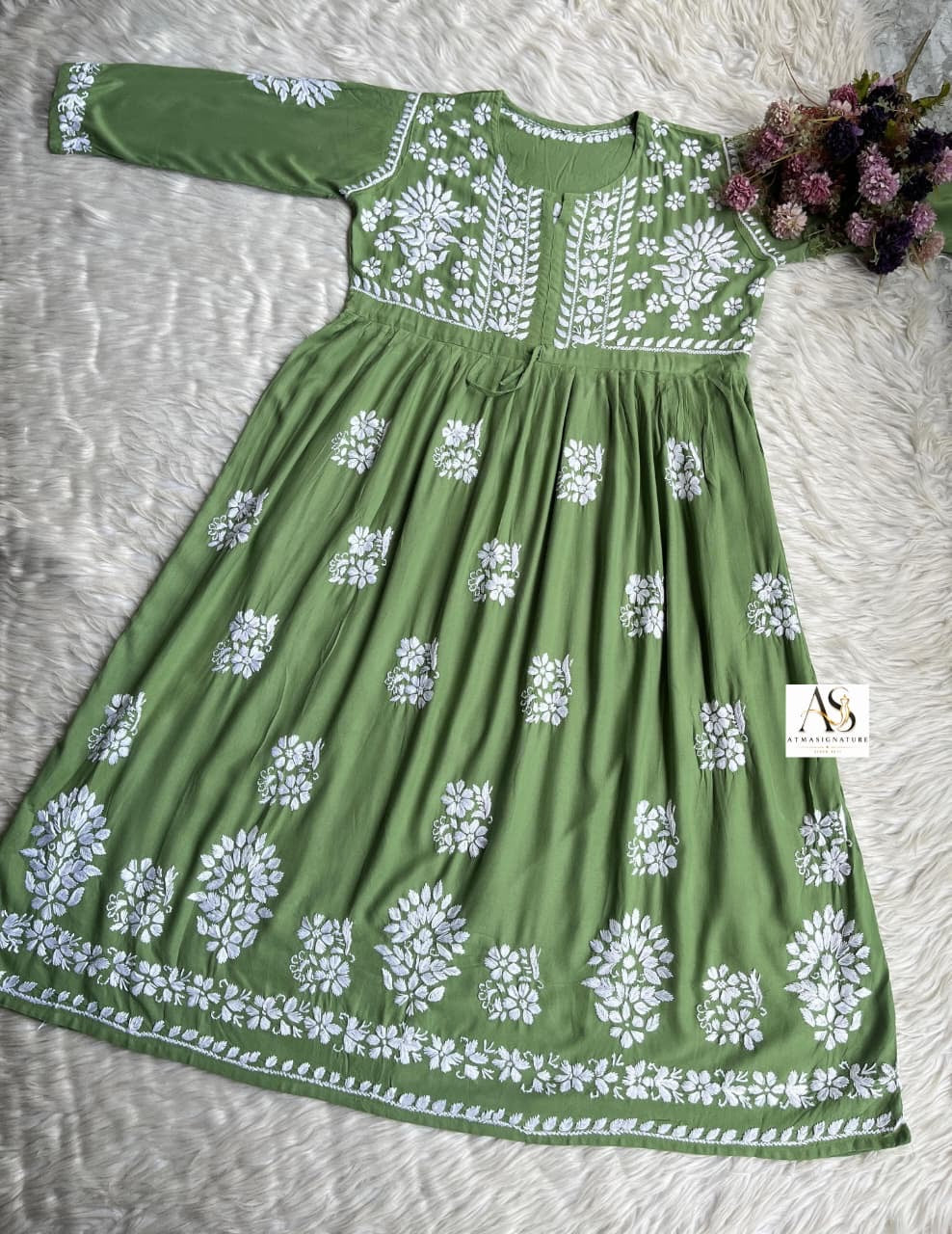 Chand Chikankari Gown with Dori