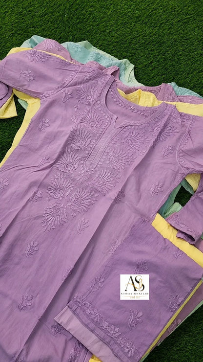 Alaya Ombre Pastel Chikankari Kurti Palazzo Set