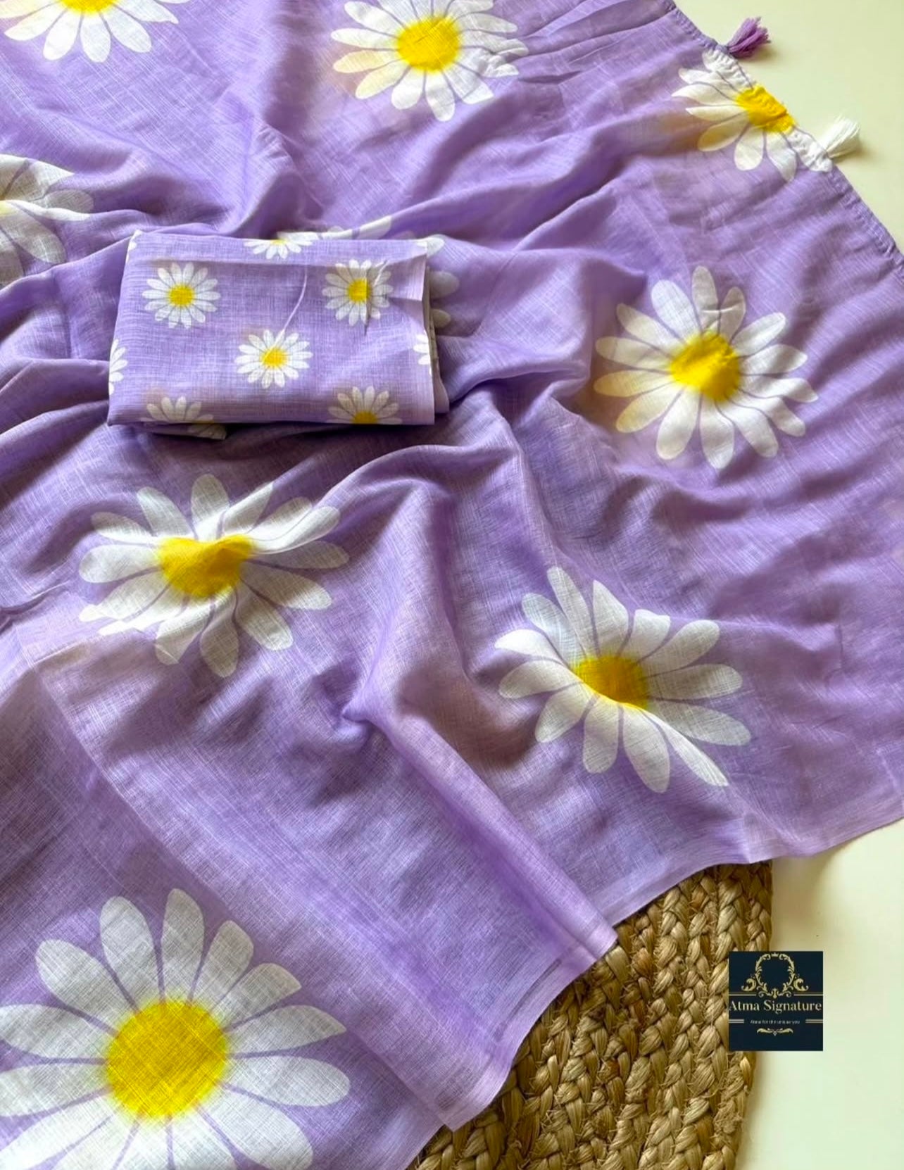 Soft linen cotton floral saree