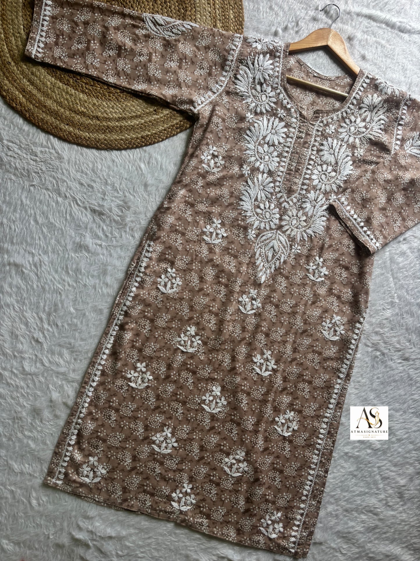 Hafsa Floral Soft Cotton Chikankari Kurti