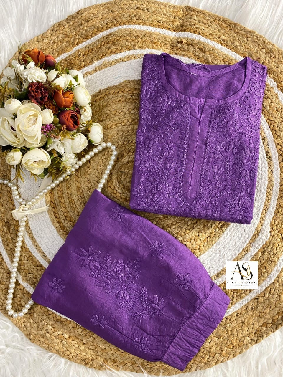 Aira Chikankari Kurti Afghani Pant Set