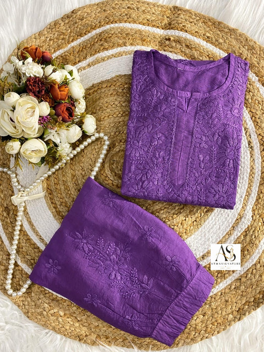 Aira Chikankari Kurti Afghani Pant Set