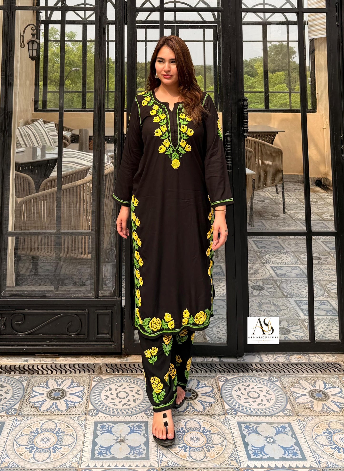 Mumtaz Rayon Chikankari Kurti Palazzo Set