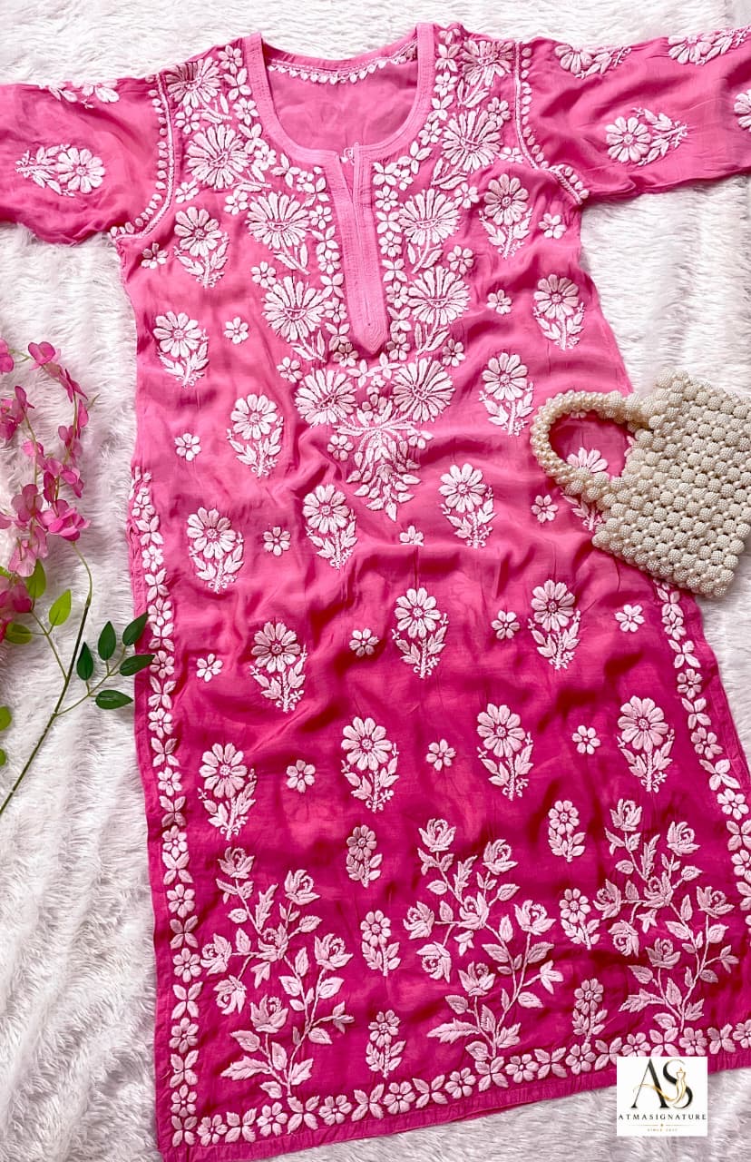 Premium muslin chikankari 3D kurti