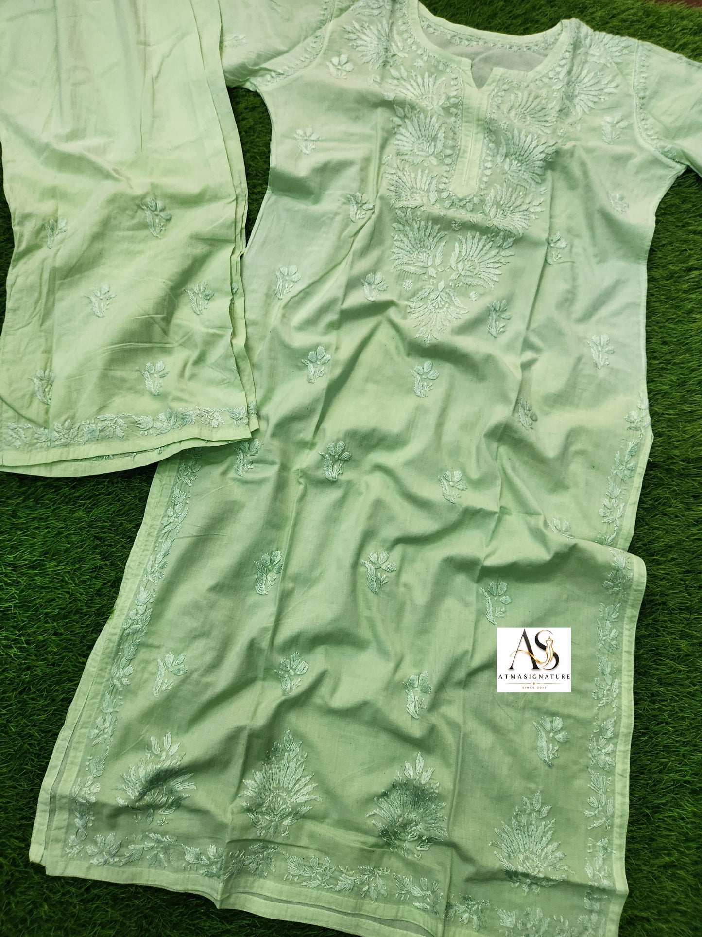 Alaya Ombre Pastel Chikankari Kurti Palazzo Set