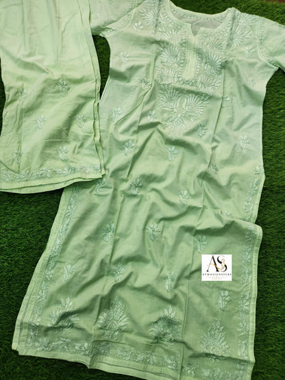 Alaya Ombre Pastel Chikankari Kurti Palazzo Set