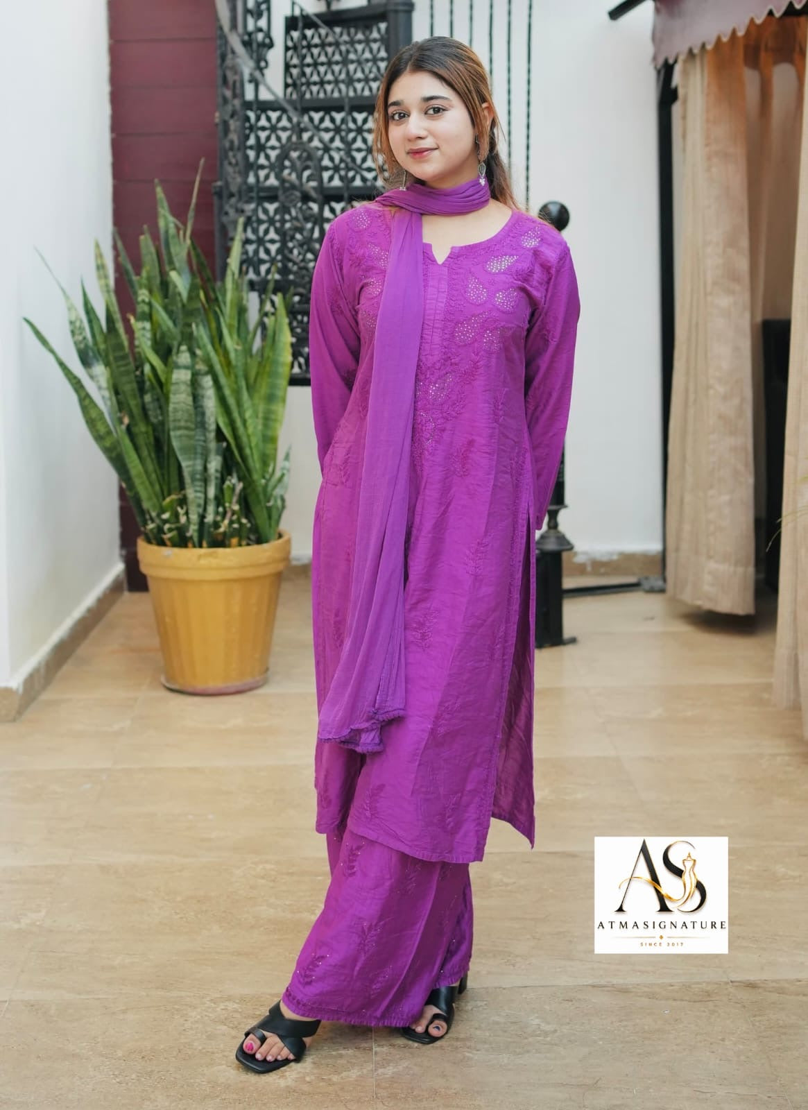 Surumi Chikankari Mukaish Suit Set
