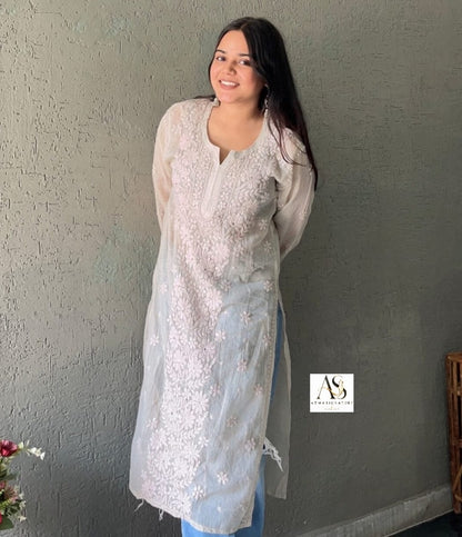 Alia Kota Doriya Mukaish Handworked Chikankari Kurti ✨