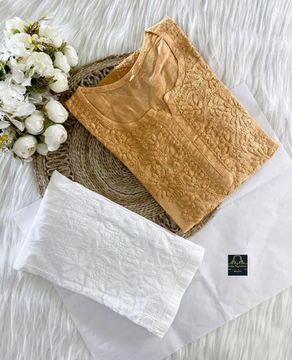 Soft chanderi silk chikankari kurti
