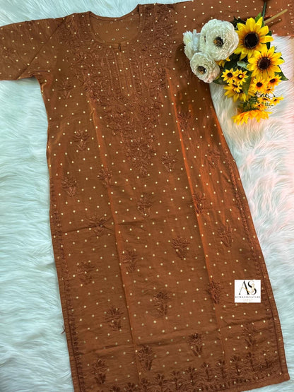 Kismat Chanderi Silk Zari Weaved Chikankari Set