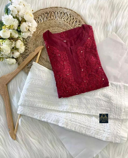 Chikankari & Mukaish handworked kurti