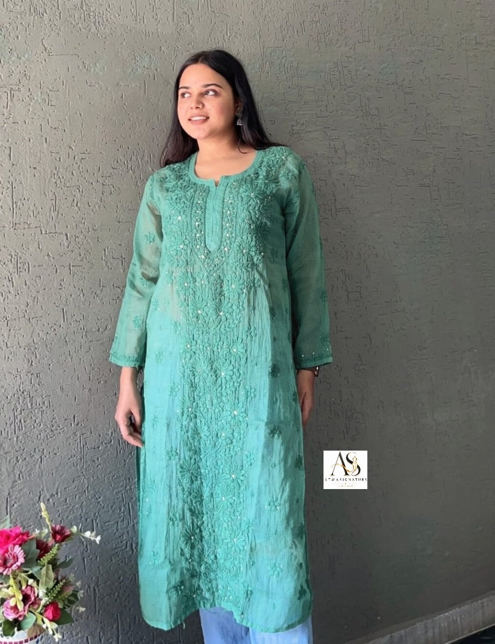 Alia Kota Doriya Mukaish Handworked Chikankari Kurti ✨