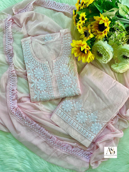 Zara soft cotton embroidered set